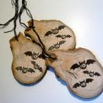 3 Wooden Halloween Decor Gift Tags Ornament Favor..