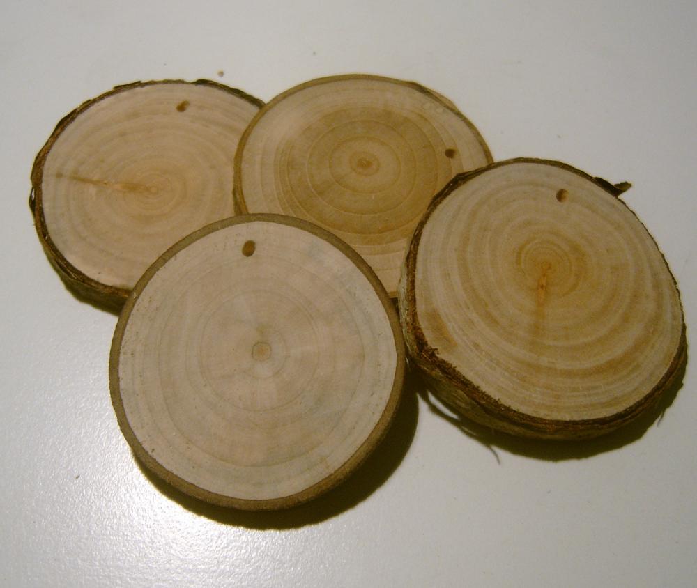 100 Assorted Blank Tree Branch Slicestop Drilled 2 - 3 Inch Sycamore, Birch And Cherry