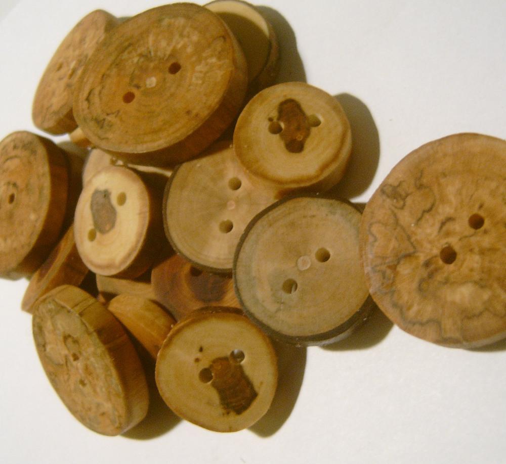 Wooden Button Assortment Hand Made From Tree Branch Slices